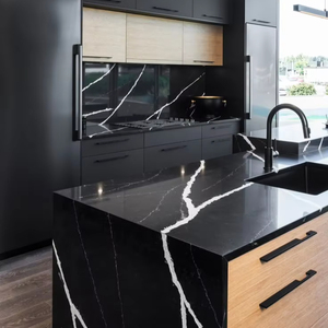 Sophisticated High Quality Kitchen Bathroom Walls Elegant Black Artificial Marble Sintered Stone Panel Modern Design Style <b>Block</b> - Product Image 1
