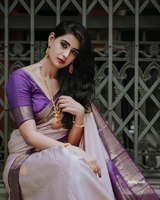 Sari de Alta Calidad en Georgette de Seda, Diseño Elegante, Estilo Cultural del Sur de la India, para Bodas y Fiestas, para Novias y Damas de Honor, Multicolor