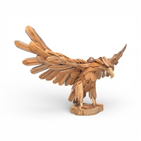 Table artisanale en teck à motif animalier aigle, design rustique, fabriquée à la main pour les occasions de mariage et d'anniversaire, en provenance d'Indonésie