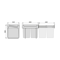 Emuca-Contenedor de basura para cocina, contenedor de reciclaje de plástico de 2x20 litros, modelo de montaje inferior