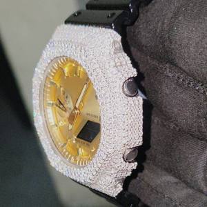 Montre numérique de luxe pour homme Iced Gshock Moissanite Diamond Bustdown, faite à la main, style Hip Hop, avec alarme, verre saphir, 42 mm, acier inoxydable et caoutchouc - Product Image 3