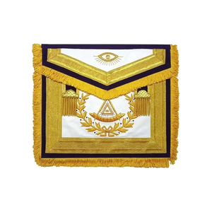 Delantal Past Master Blue Lodge Terciopelo púrpura con bordado a mano dorado - Product Image 6