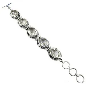 "Rhodium-Plated <b>Topaz</b> Flower <b>Bracelet</b> for Women-Elegant Gift Option" - Product Image 3