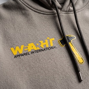 Survêtement unisexe épais avec sweat à capuche et pantalon de jogging à jambes larges, 420 GSM, gris pierre, personnalisable avec logo, pour impression vinyle à chaud - Product Image 4