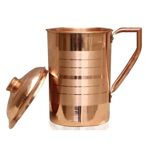 Pichet à eau en cuivre pur martelé, pichet à café, à lait, à boisson, pichet en cuivre pour mariage et restaurants - Product Image 2