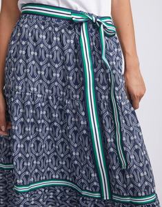 Nouvelle jupe longue taille haute élastique, design étagé élégant, taille élastique et ceinture rayée chic, jupes pour femmes - Product Image 3