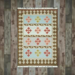 Alfombra Kilim de Lana Hecha a Mano, Tejida a Mano con Bucle, Diseño Geométrico Abstracto, Alfombra Moderna para Sala de Estar - Product Image 3