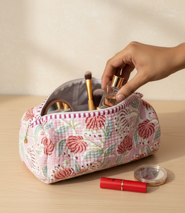 Bolsa de cosméticos impresa de diseñador clásico, bolsa sencilla bonita, bolsas de belleza, bolsa de maquillaje de lona de algodón, bolsa acolchada de algodón con estampado Floral - Product Image 5