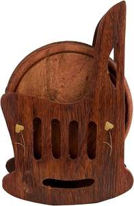 Ensemble de 6 sous-verres en bois avec support en forme de chaise pour thé, café, bière, verre à vin, boissons, protection de table pour toute table - Product Image 6