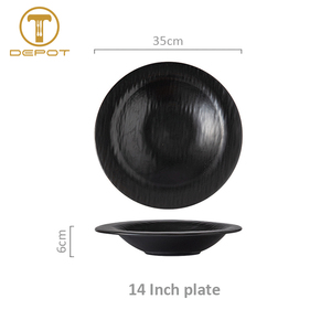 Assiette creuse en céramique texturée <span class=keywords><strong>de</strong></span> 35 cm (14 pouces), grand plat <span class=keywords><strong>de</strong></span> service pour restaurant, fruits <span class=keywords><strong>de</strong></span> <span class=keywords><strong>mer</strong></span>, <span class=keywords><strong>traiteur</strong></span> et hôtel – Fourniture directe usine - Product Image 4