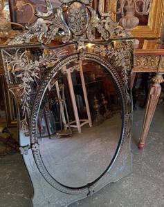 กระจกติดผนังขนาดใหญ่สไตล์เวนิส งานแฮนด์เมด  ตกแต่งสไตล์โบราณ  กระจกหรูหราสำหรับห้องนั่งเล่น - Product Image 1