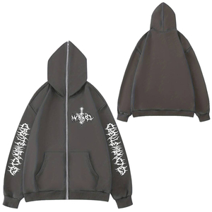 Sweat-shirt à capuche zippé unisexe en polaire brossée douce, coupe oversize, avec fermeture éclair intégrale, motif graphique personnalisé, streetwear, impression numérique - Product Image 1