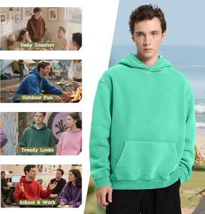 <b>Sherpa</b> <b>Lined</b> Men's Winter Pullover Sweatshirt Thick Hooded Fleece Jacket Custom Streetwear Plain Dyed Technique - Product Image 4