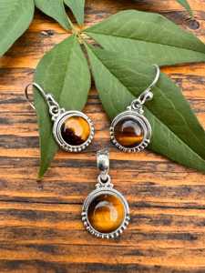 Pendientes de gota de piedra de ojo de tigre de corte ovalado Vintage de Plata de Ley 925 pequeños giros colgantes finos populares para mujer para fiestas - Product Image 2