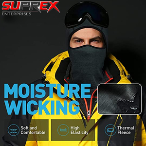 SUPREX ENTERPRISES Winter Balaclava Ski Mask Windproof Fleece Thermal Spandex Magnetic Anti-UV <b>Neck</b> Gaiter <b>Warmer</b> Hood One Size - Product Image 5