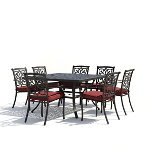 Ensemble de patio en <span class=keywords><strong>aluminium</strong></span> coulé robuste 7 pièces, table à manger résistante à la rouille et fauteuils confortables pour la vie en plein air - Product Image 1