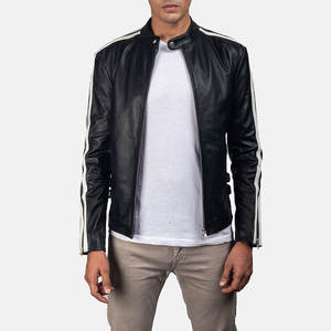Veste en cuir pour hommes Outclass de qualité supérieure élégante conçue avec fermeture éclair veste en cuir pour hommes de couleur délavée - Product Image 1