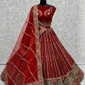 Designer <b>Wedding</b> <b>Lehenga</b> Choli With Gajraj Embroidery Lace Work - Product Image 1