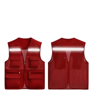 เสื้อกั๊กสะท้อนแสงตาข่ายสำหรับผู้ชายเสื้อแจ็กเก็ตชุดทำงานแบบกำหนดเองเพื่อความปลอดภัยในการทำงานเสื้อกั๊กสะท้อนแสงพร้อมโลโก้กระเป๋า - Product Image 2