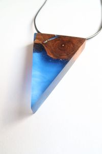 Solid Wood Resin Necklace Pendant Handmade Sweater Chain of Marine Solidified Resin Necklace - Product Image 2