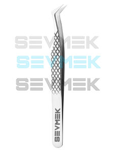 Argent 45 degrés pince à cils professionnelle en acier inoxydable Fiber Volume pointe extension pointe pointe cils fonction Durable - Product Image 1