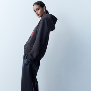 100% polyester coton sentiment sweat à capuche anti-boulochage plein polyester coton laine boucle décontracté sweat à capuche tissu - Product Image 3