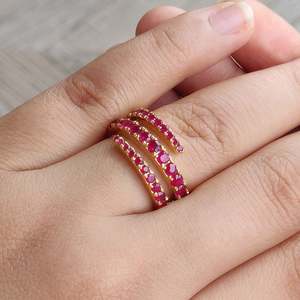 Natural Oval Cut Ruby <b>Ring</b> in Yellow Gold <b>Dainty</b> Geometric Fine Jewelry - Product Image 4