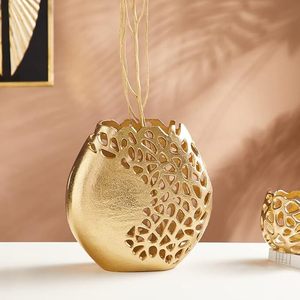 Wholesale Popular New Arrivals <b>Vase</b> Flower Modern Gold Round Metal <b>Vases</b> for Home Decor - Product Image 1