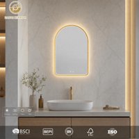Miroir de salle de bain anti-buée éclairé par l'avant, à intensité variable en continu, personnalisé en usine, vente en gros