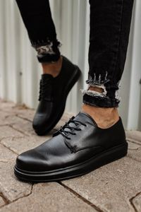 Chaussures de marche classiques pour hommes Ramer Men's Ch003 Cbt Pelle Fitness Noir & Blanc - Product Image 4