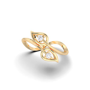 Bague élégante en argent avec feuille de Moissanite de 0.08 carats, E-F/VVS-VS, diamant taille ronde, serti de broches, faite pour elle - Product Image 5