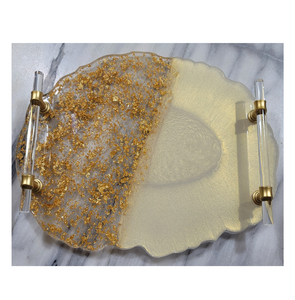 Bandeja de resina epoxi de Diseño Popular Fabricante profesional que vende bandeja de resina artesanal con mango Acrílico - Product Image 1