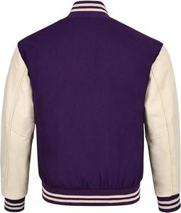 2026 Baseball Lightman Men's Vintage Thin Stand Collar Front Logo Casual Winter <b>Padded</b> <b>Thermal</b> Varsity Jacket Polyester Sleeves - Product Image 3