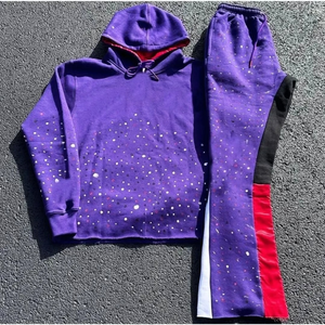 Ensemble sweat-shirt et pantalon de survêtement en coton avec logo imprimé en sérigraphie de haute qualité personnalisé, sweat-shirt et pantalon de survêtement uni et ample - Product Image 1