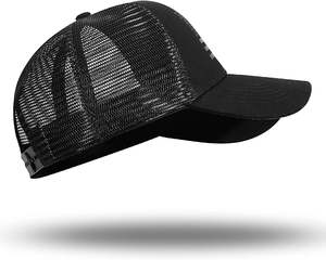 Gorro de malla de verano de 5 paneles personalizado al por mayor parche bordado de camión de sarga de algodón negro de alta calidad logotipo unisex - Product Image 4