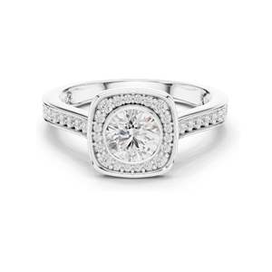 Bague de fiançailles halo avec diamant de laboratoire rond brillant de 1,066 carats, clarté VVS-VS EF, or 18 carats, 14 carats, 10 carats et argent 925, moissanite - Product Image 1