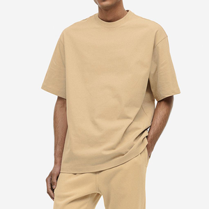 เสื้อยืดสตรีทสไตล์โอเวอร์ไซส์ผ้าคอตตอนสำหรับผู้ชายเสื้อยืดลำลองแขนสั้นสีพื้นสำหรับฤดูร้อน - Product Image 2