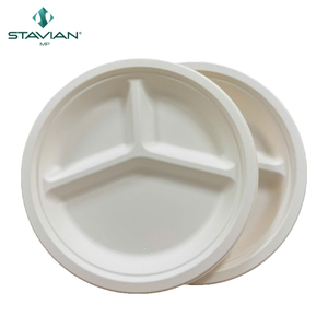 Plaque ronde à 3 compartiments de 10 pouces 100% sans PFAS respectueux de l'environnement fabriqué au Vietnam - Product Image 1