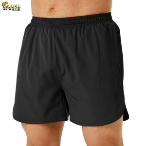 กางเกงขาสั้นออกกำลังกายผ้าโพลีเอสเตอร์สำหรับผู้ชายกางเกงออกกำลังกายเอวยางยืดสำหรับเล่นกีฬาวิ่งออกกำลังกายเล่นยิมลำลองกันรอยยับย้อมสีล้วน - Product Image 6