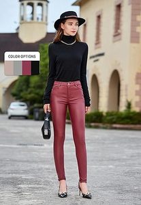 Jeggings taille haute personnalisés pour femmes, pantalon legging en similicuir avec poches, fabricant de tailles élégantes, fournisseurs d'usine - Product Image 2