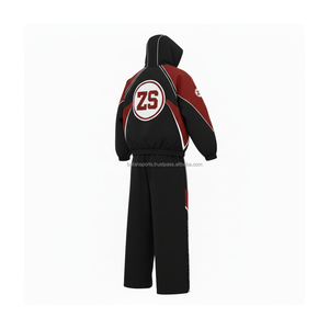 Qualité supérieure 240GSM Coupe-Vent Ensemble Femmes Survêtement en Noir Rouge Panneaux Tissu Imperméable Logo Personnalisé Impression grande taille - Product Image 5