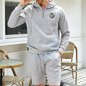 Vente en gros d'ensemble court de sweats à capuche respirants conçus sur mesure survêtements d'hiver de qualité avec col à capuche en stock - Product Image 2