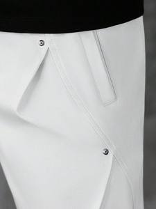 Pantalon blanc pour hommes lavé pantalon Slim Fit avec détail de rivet en métal jambe droite moderne Style Streetwear élégant tenue décontracté - Product Image 4