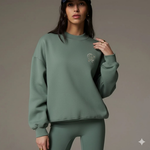 Sweat-shirt de haute qualité en polyester/coton surdimensionné à col montant pour femme - Product Image 1