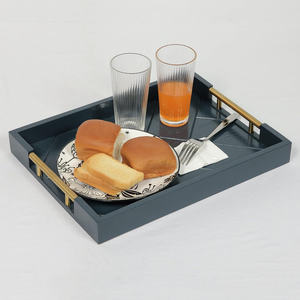 Bandeja de servicio de madera de mango con asas de metal, gran oferta, Bar, restaurantes, suministro de hoteles, bandejas de madera hechas a mano, decoración de mesa de comedor, uso - Product Image 6