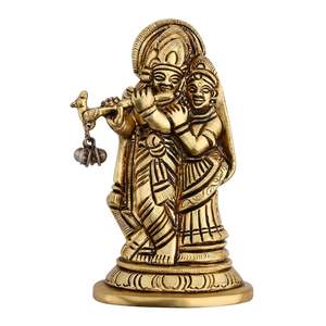 Shubham 100% Pure Brass Radha Krishna Murti | Radhe Krishna Ki Murti para Pooja Room | H X 2,5 W X 2,9 L Pulgadas, 290 GM - Product Image 1
