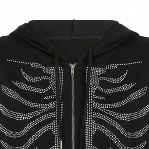 Novedad, Sudadera con Capucha Informal con Logotipo de Diamantes de Imitación Personalizado para Mujer, Sudadera de Alta Calidad Transpirable para Calle, con Capucha para Invierno - Product Image 4