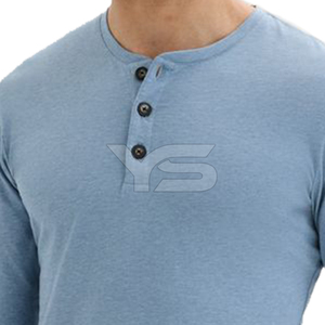 เสื้อยืดคอกลมแขนยาวมีกระดุมติดกระเป๋าสำหรับผู้ชายทรงพอดีตัวปกติโลโก้ตามสั่งขนาด - Product Image 2