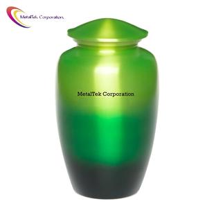 Shaed Green Colour Classic Cremation Urn Keepsake for Adult Ashes Wholesale Funeral Metal Decorative Urns Burial Metal Jars Urns - Product Image 1