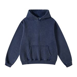 Sudadera y sudadera con capucha para hombre de calidad desgastada lavada con ácido de lana de algodón OEM 400GSM logotipo personalizado ropa de calle de talla grande de gran tamaño - Product Image 1